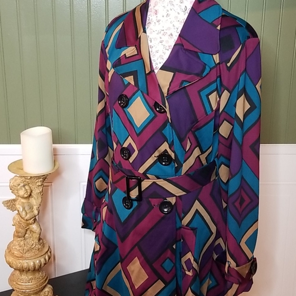 Mason Thomas Colorful jacket w/belt size X-Lrg - Picture 2 of 12